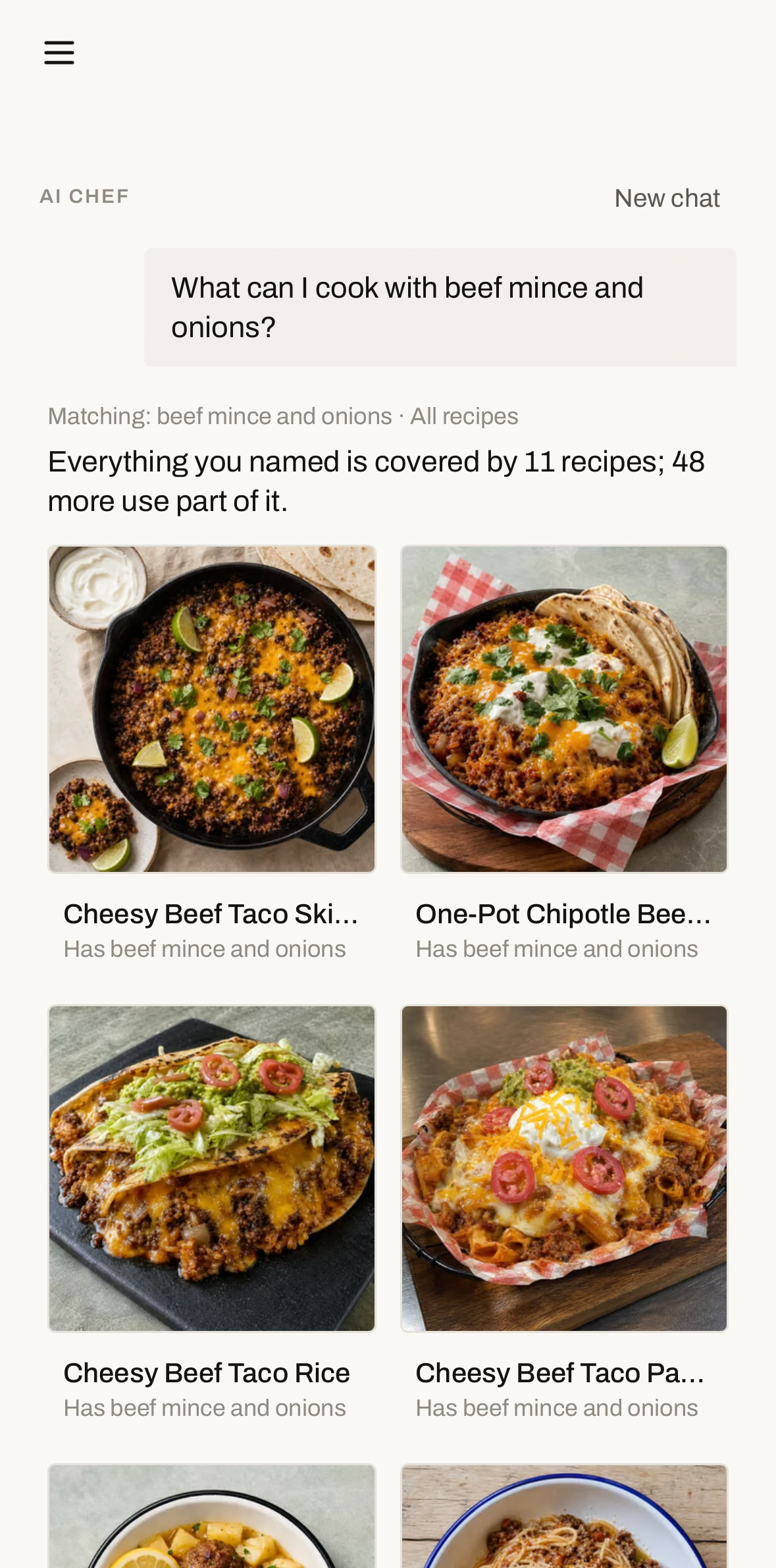 Chef IQ finding recipes from a plain-language request